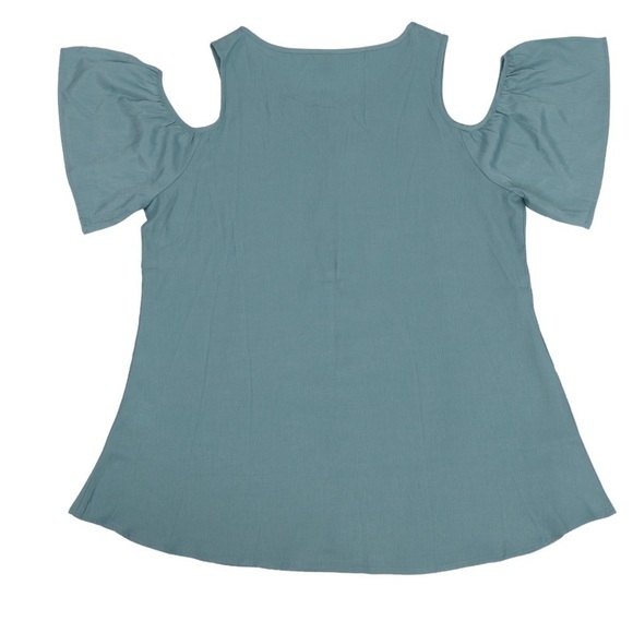 NWT XL cold shoulder flared ruffle sleeved tunic top swing shirt - Picture 3 of 4